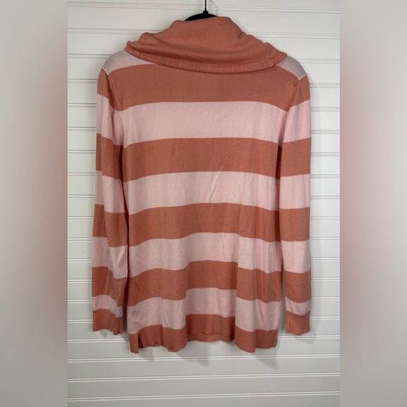 Christopher & Banks women’s pink striped cowl necked drawstring sweater. Size L. - Picture 4 of 5